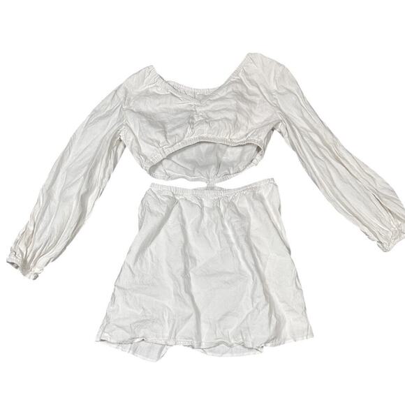 NEW- NWOTGianni Bini White Linen Blend Long Sleeve Mini Dress Size 4 - Picture 5 of 7